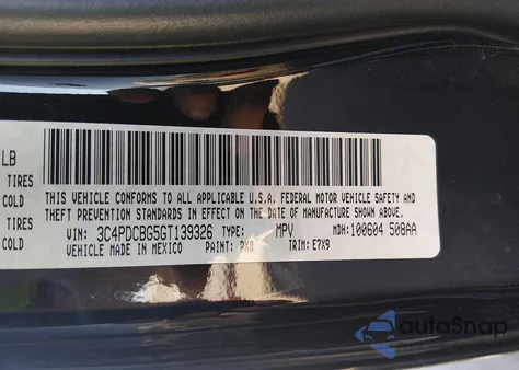 2016 Dodge Journey Sxt z USA, uszkodzony, nr VIN 3C4PDCBG5GT139326